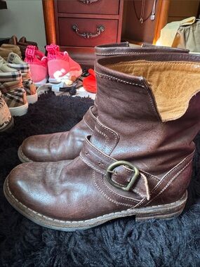 Fiorentini + Baker Brown Leather Buckle Ankle Boots
